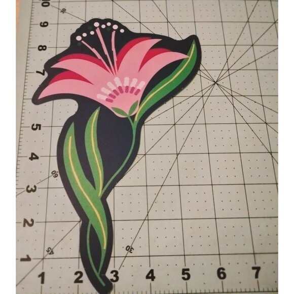 Lily Die Cut Pink Green Flower Craft Scrapbooking Floral Cardstock Decoration - Picture 2 of 3